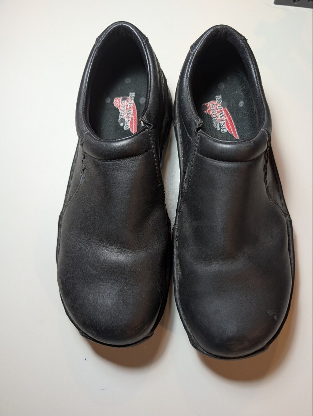 Red Wing Woman's 9D Black Slip-On Work Shoe - Steel Toe